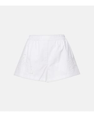 Versace Sangallo Embroidered Cotton Poplin Shorts - White