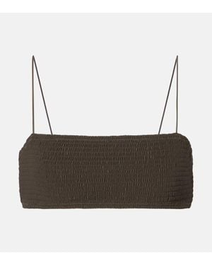 TOTEME Shirred Jersey Bikini Top - Brown