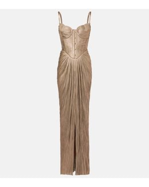 Maria Lucia Hohan Noemie Gathered Bustier Gown - Natural