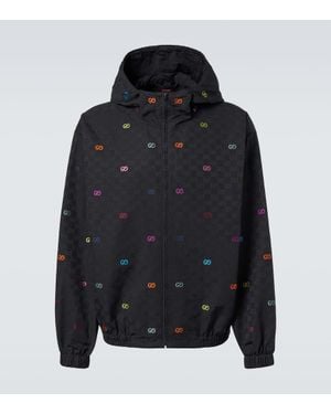 Gucci Gg Fil Coupe Ripstop Zip Jacket - Black