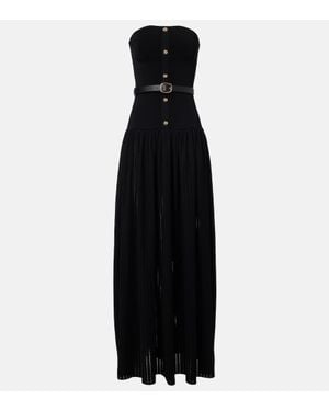 Self-Portrait Belted Knitted Strapless Maxidress - Black