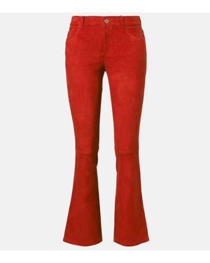 Stouls Low-Rise-Schlaghose Dean 22 Aus Veloursleder - Rot