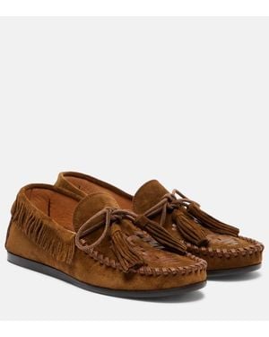 Isabel Marant Fitza Fringed Suede Loafers - Brown