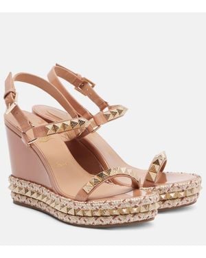 Christian Louboutin Pyraclou 110 Leather Espadrille Wedges - Brown