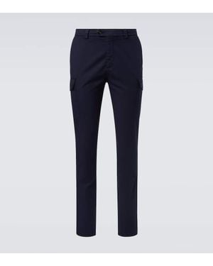 Brunello Cucinelli Cotton-Blend Slim Trousers - Blue