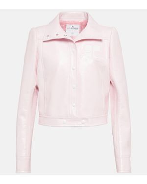 Courreges Cropped-Jacke Aus Beschichteter Baumwolle - Pink