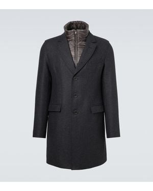 Herno Mantel Aus Einem Wollgemisch - Blau