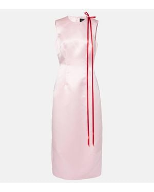 Simone Rocha Bow-Detail Satin Midi Dress - Pink