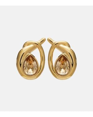 Oscar de la Renta Looped Crystal-Embellished Earrings - Metallic