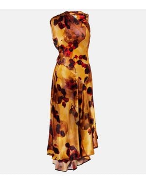 Victoria Beckham Robe Aus Seidensatin Mit Spitze - Orange