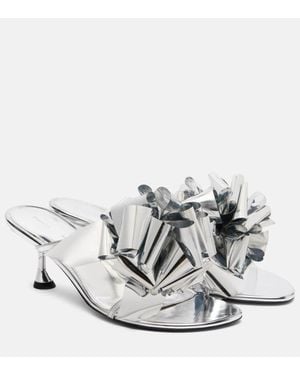Proenza Schouler Mules Tee Souvenir En Cuir Metallise - Blanc