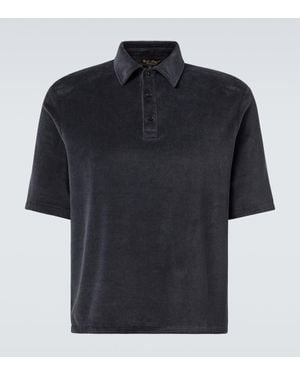 Loro Piana Murano Cotton And Silk Velour Polo Shirt - Black