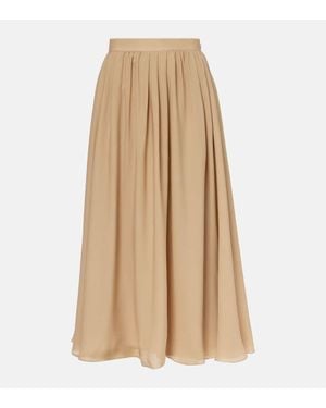 Ralph Lauren Kynlee Pleated Silk Georgette Midi Skirt - Natural