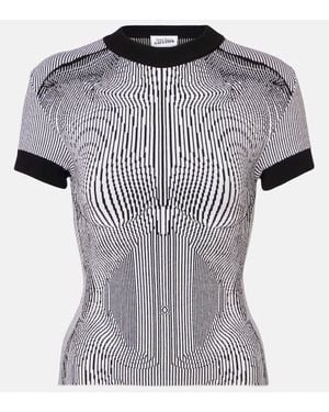 Jean Paul Gaultier Top Morphing Pinstripe En Jacquard - Gris