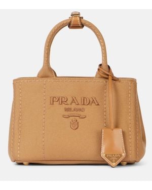 Prada Tote Bag Jardiniere Mini Aus Canvas - Braun