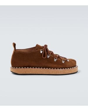 Loewe Rivet Studded Suede Shoes - Brown