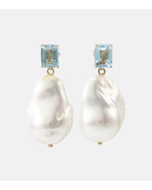 Mateo 14kt Gold Earrings With Pearls And Topaz - White