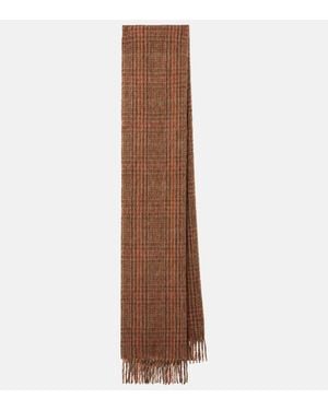 Loro Piana Checked Silk And Alpaca-Blend Scarf - Brown