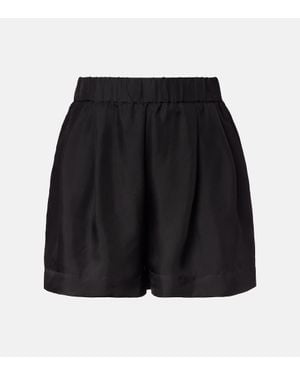 Asceno Zurich Silk Twill Shorts - Black