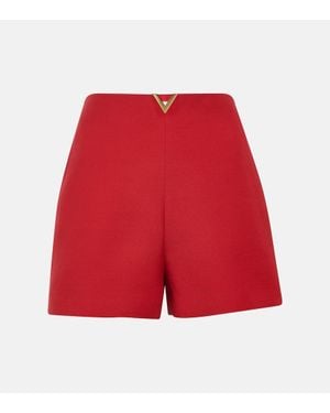 Valentino Crepe Couture High-Rise Shorts - Red