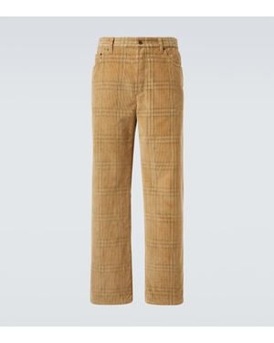 Burberry Gerade Hose Check Aus Cord - Natur