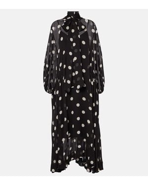 Zimmermann Crush Tie Neck Billow Polka-Dot Maxi Dress - Black