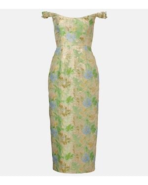 Markarian Floral Brocade Midi Dress - Green