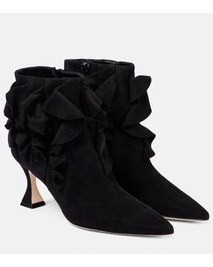 Manolo Blahnik Ankle Boots Pompa Aus Veloursleder - Schwarz