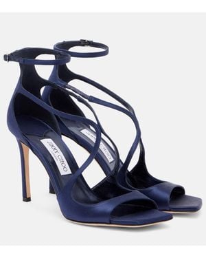 Jimmy Choo Sandalen Azia 95 Aus Satin - Blau