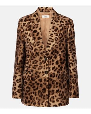 Chloé Leopard-print Cotton Blazer - Brown