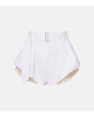 Magda Butrym Crochet-Trimmed Cotton-Blend Shorts - White