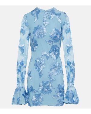 ROTATE ワンピース Bridal Rosita floral-applique mesh 926701 Bridal Rosita floral-appliqué mesh minidress in white