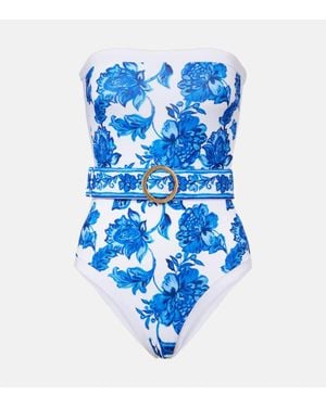 Alexandra Miro Whitney Belted Printed Swimsuit - Blue