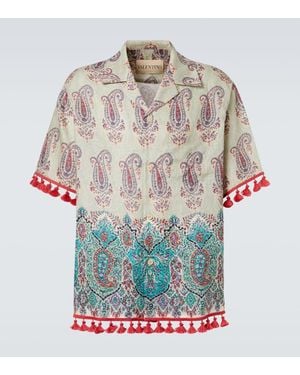 Valentino Paisley Linen Bowling Shirt - Multicolour