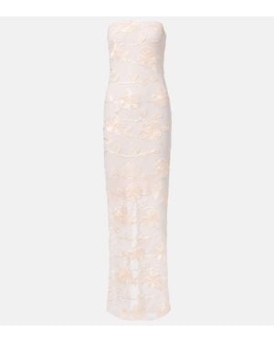 ROTATE BIRGER CHRISTENSEN Embroidered Mesh Maxi Dress - White