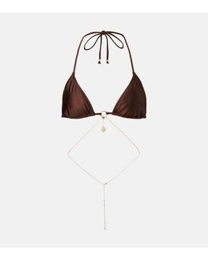 Bananhot Chain Embellished Bikini Top - Brown