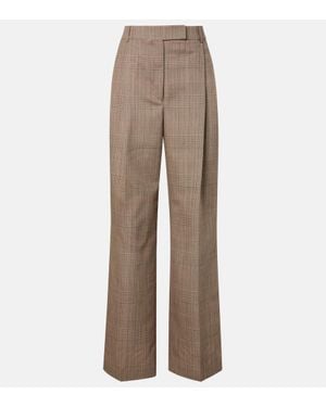 Rohe Checked Virgin Wool Straight Trousers - Brown