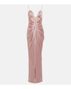 Rasario Draped Satin Gown - Pink