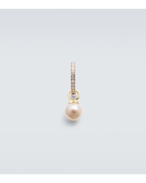 Mateo 14Kt Single Hoop Earring With Diamonds And Freshwater Pearl - White