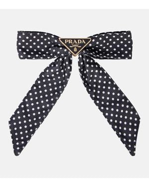 Prada Bow-Detail Polka-Dot Hair Clip - Blue