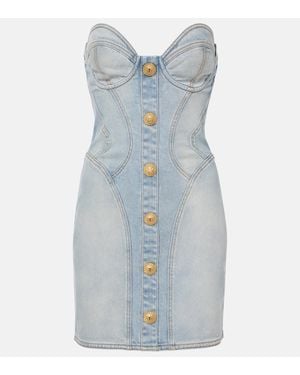 Balmain Short Denim Dress - Blue