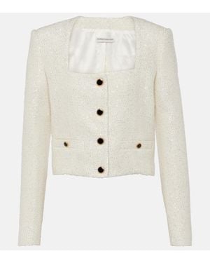 Alessandra Rich Sequined Tweed Jacket - White