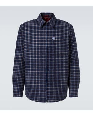 Gucci Jacke Aus Wollflanell Mit Stickerei Und Reißverschluss, Größe - Blau