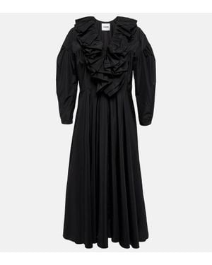 Jil Sander Abito Midi Con Volant - Nero