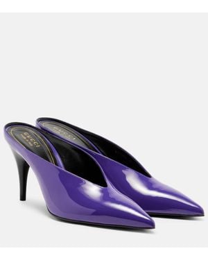 Gucci 97 Patent Leather Mules - Purple