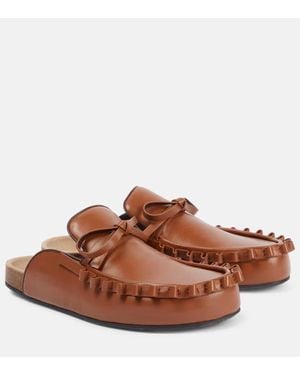 JW Anderson Mules De Piel Con Volantes - Marrón