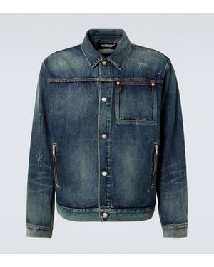 Undercover Embroidered Faded Denim Jacket - Blue