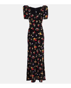 Rodarte Floral Silk Crepe De Chine Gown - Black