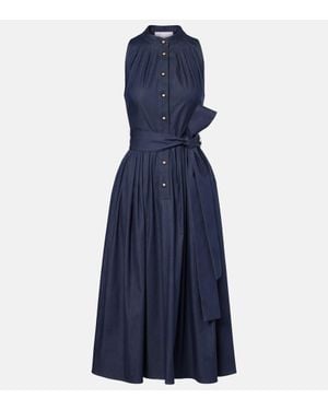 Carolina Herrera Midikleid Aus Einem Baumwollgemisch - Blau
