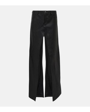 David Koma Leather Split-Hem Maxi Skirt - Black